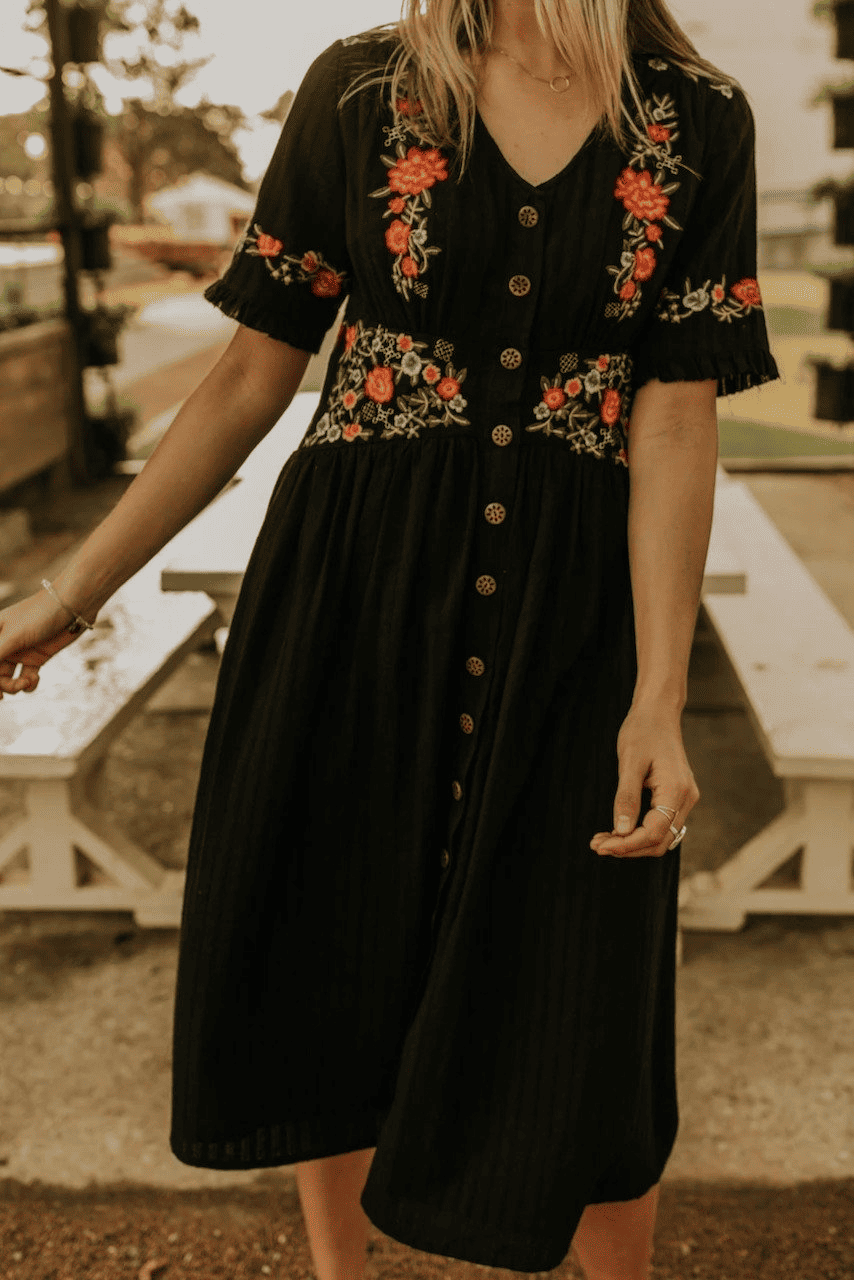 Embroidered Lace Short Sleeve Dress