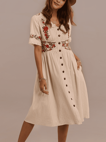 Embroidered Lace Short Sleeve Dress