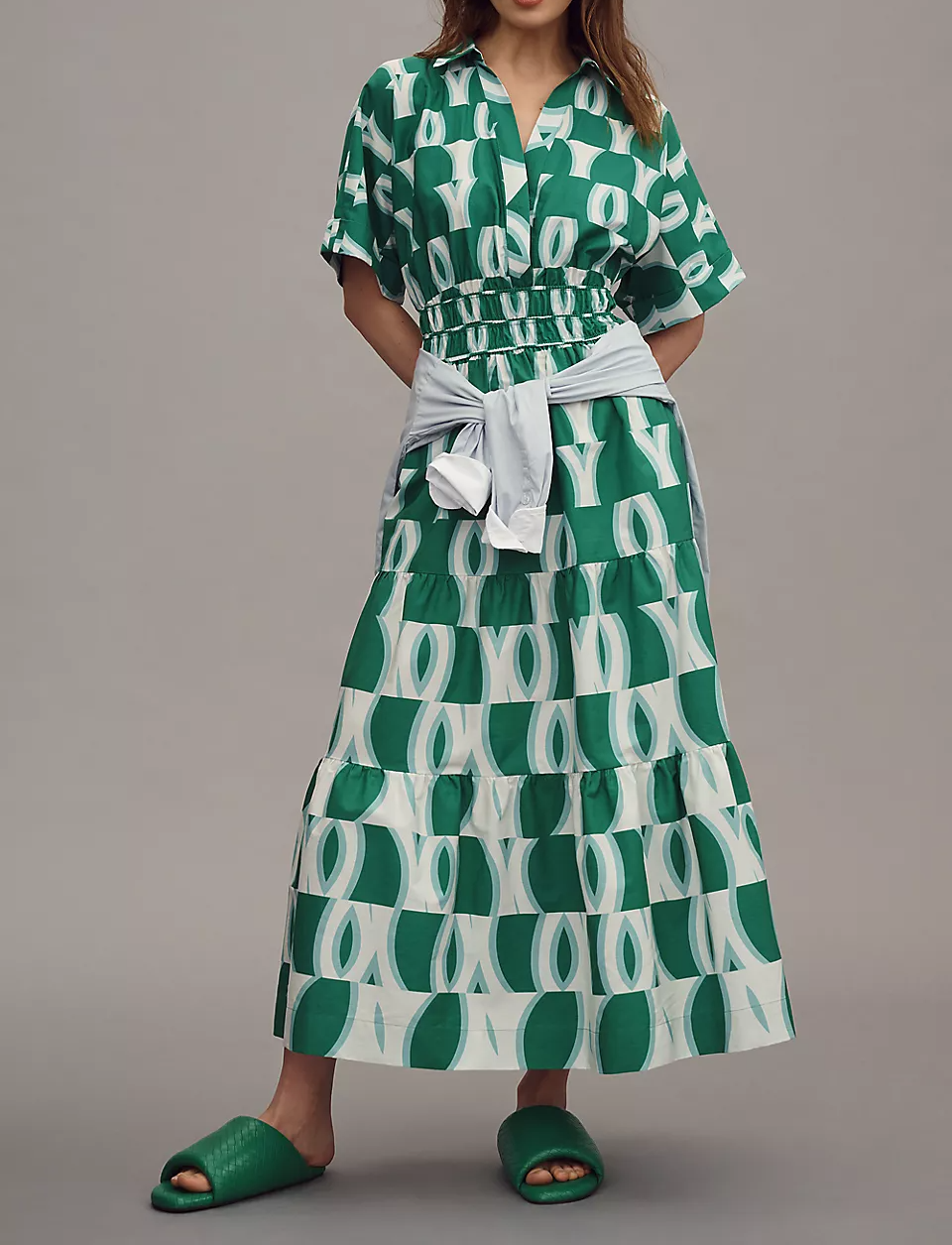Elastic Waist Shirt Style Dress
