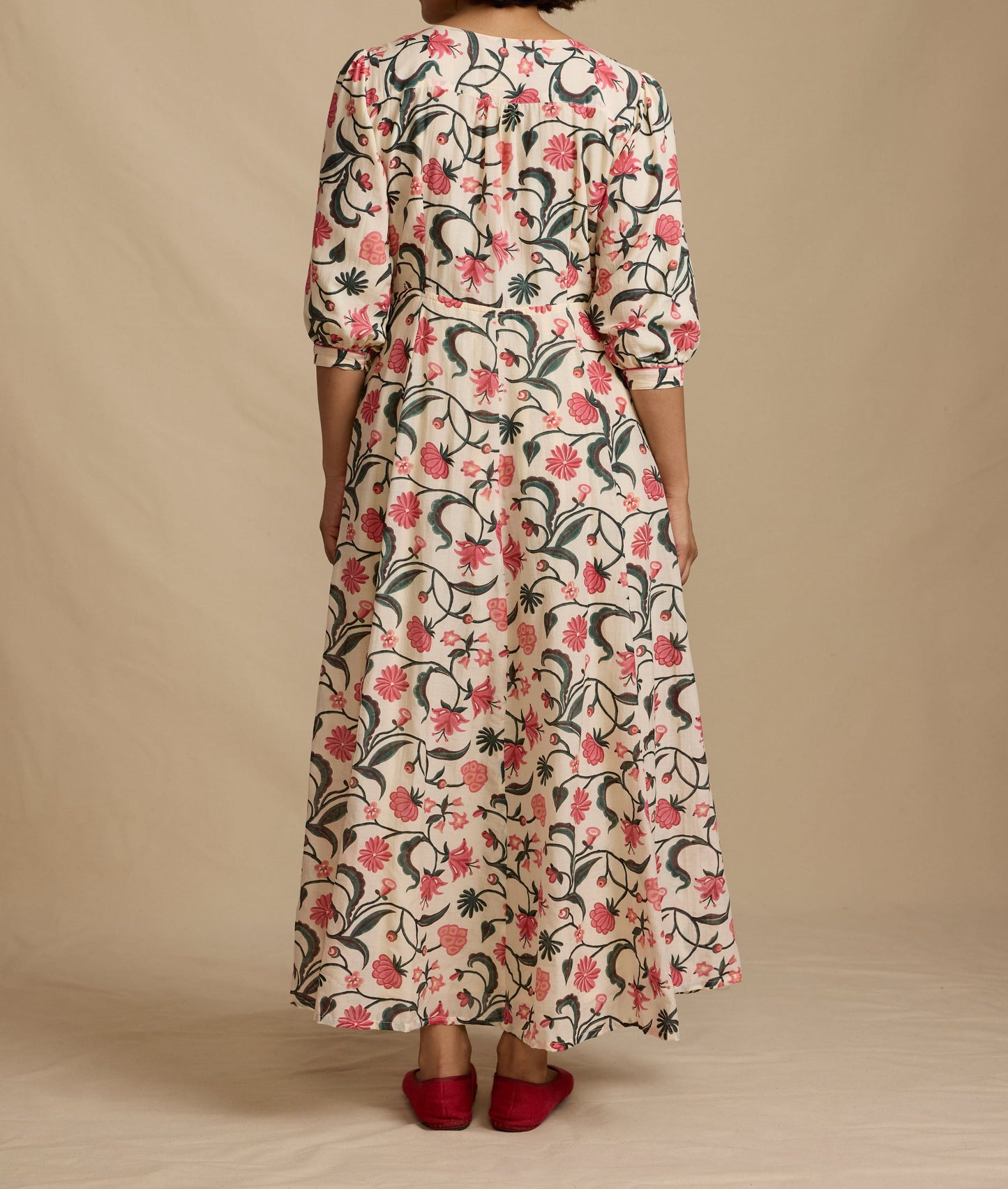 Elegant Green Leaf Print Dress