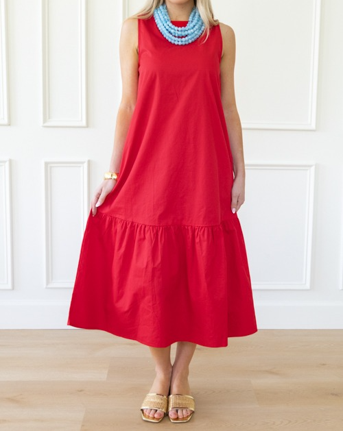 Ruffle Hem Cotton Sleeveless Dress