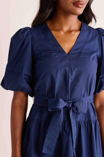 Bow Tie Shirt Dress - Navy