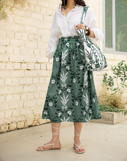 Printed Pocket  Skirt