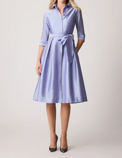 Removable Belt Sleeve Midi Dress