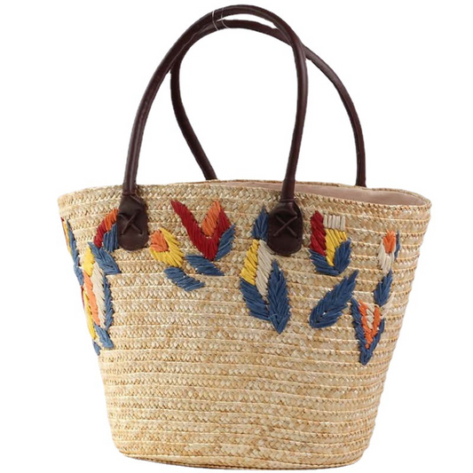 Embroidered Shoulder Tote Seaside Vacation Beach Bag