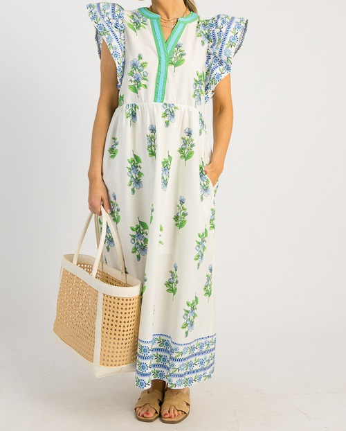 Collins Floral Midi, Off White