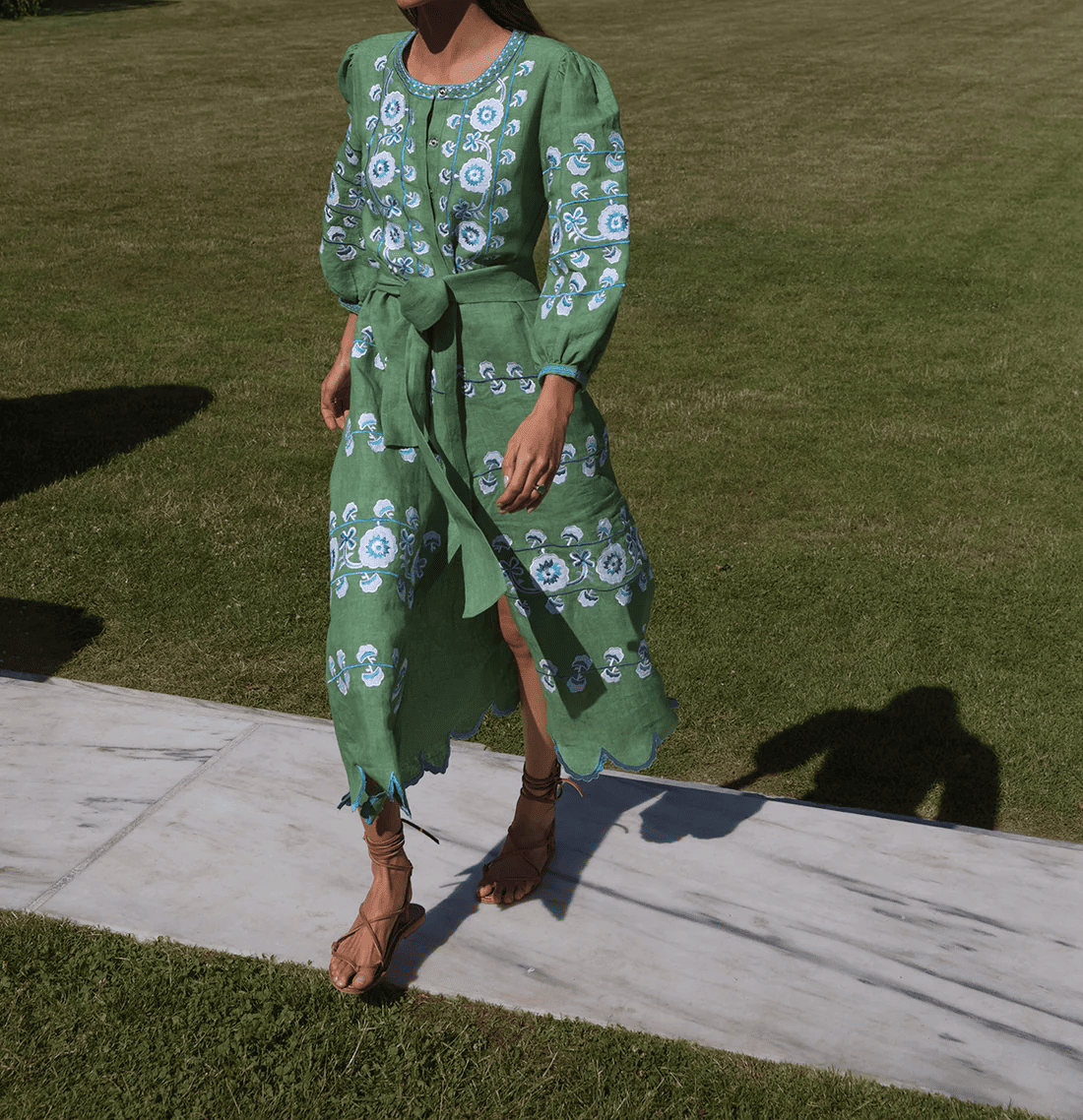 Printed Detachable Belt Dress