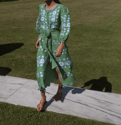 Printed Detachable Belt Dress