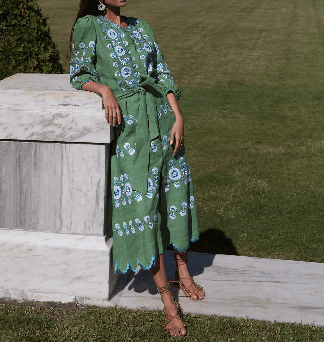 Printed Detachable Belt Dress