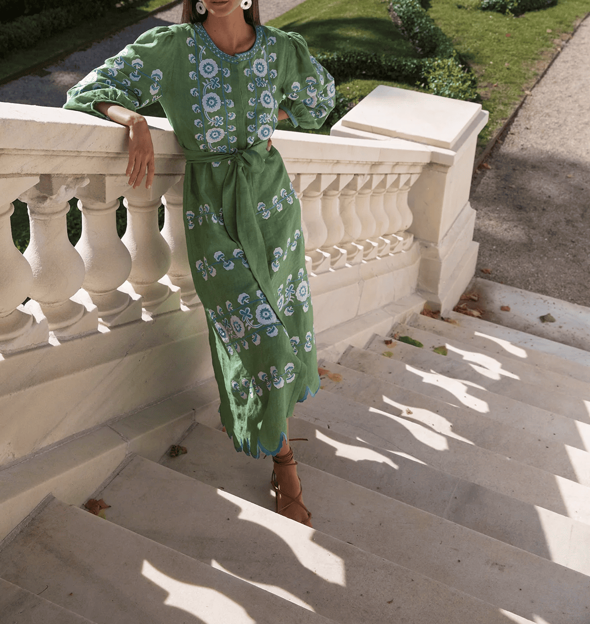 Printed Detachable Belt Dress