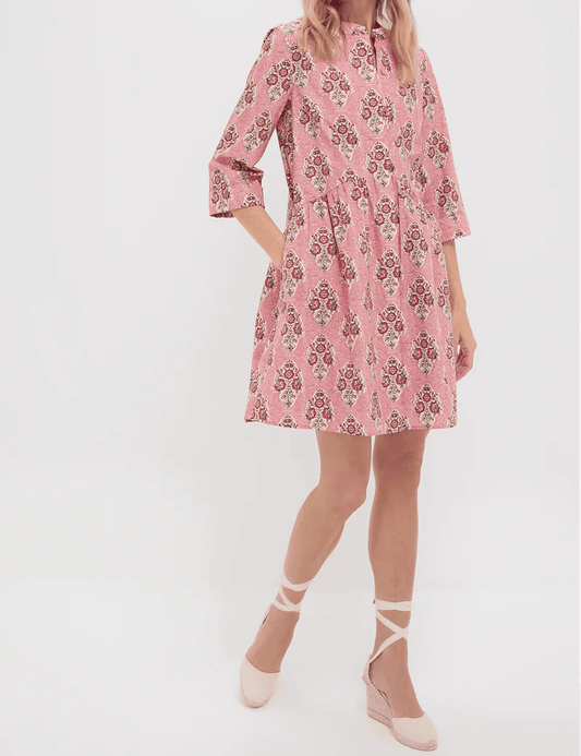 Pink Printed Linen Dress