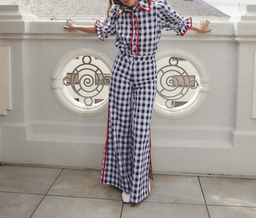 Striped Plaid Fashion Pants Two Piece Set