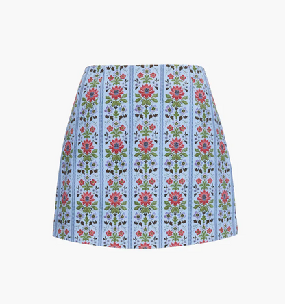 Blue Printed Top Skirt Two Piece Set