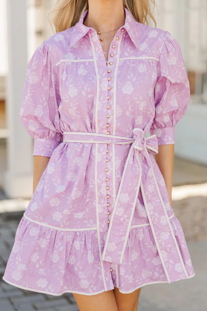 Gather Round Navy/pink Printed Toile Dress