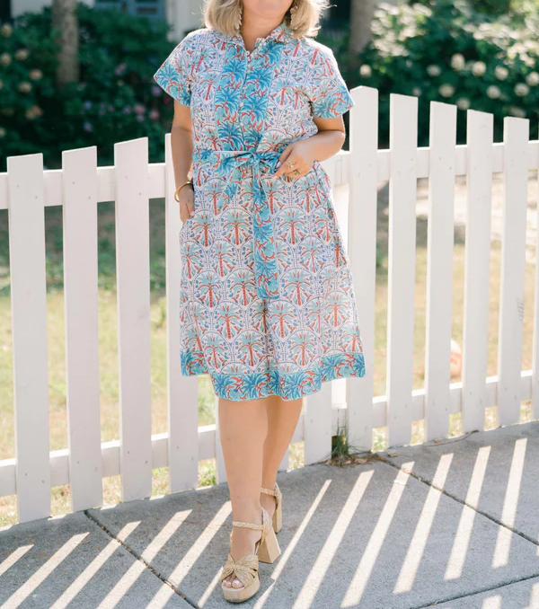 Printed Removable Belt Dress