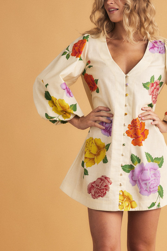 Rosetta Mini Dress in Cream