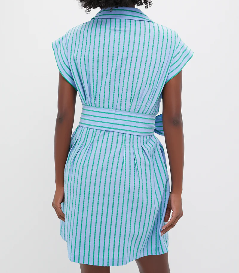 Elegant Striped Mini Dress with Belt