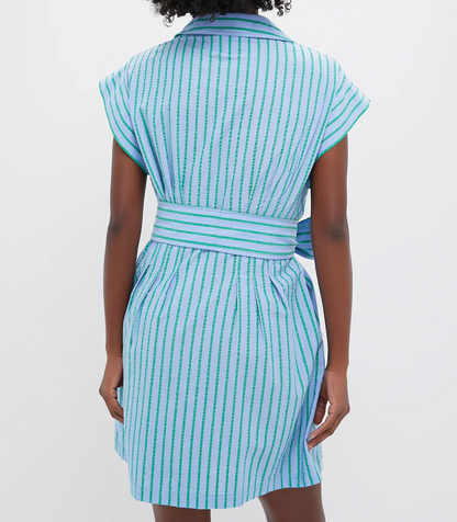 Elegant Striped Mini Dress with Belt
