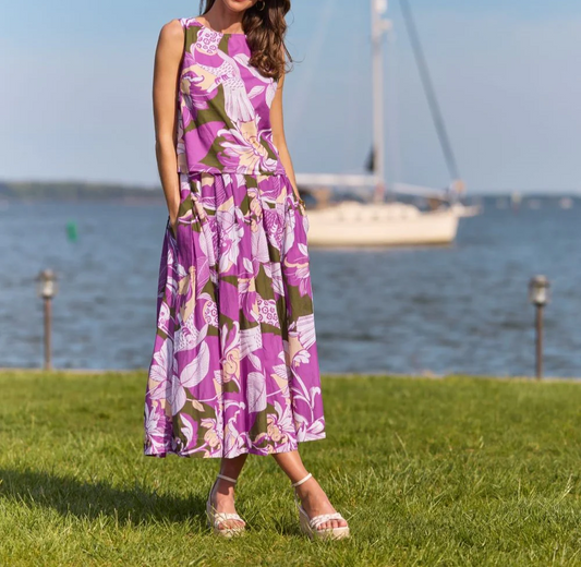 Purple Printed Elegant Two Piece Set