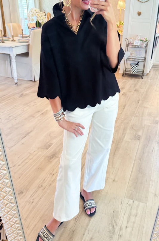 Black Scallop Edge Detail Solid Top