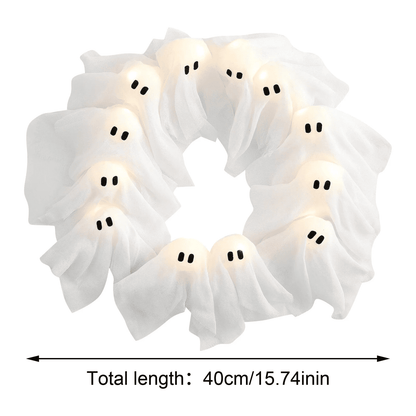 12 LED Light-Up White Ghost Garland
