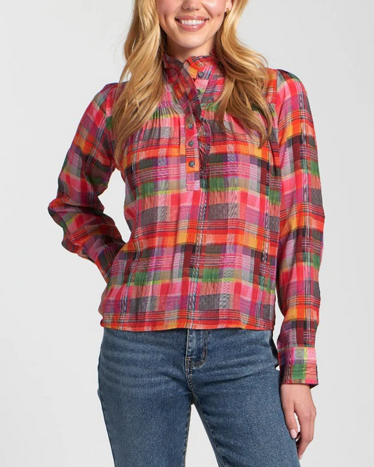 Multicolor Ruffle Half Placket Blouse