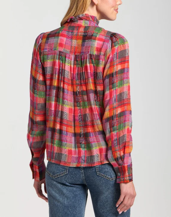 Multicolor Ruffle Half Placket Blouse
