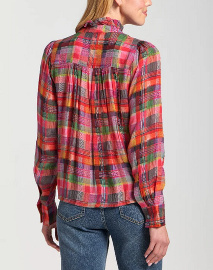 Multicolor Ruffle Half Placket Blouse