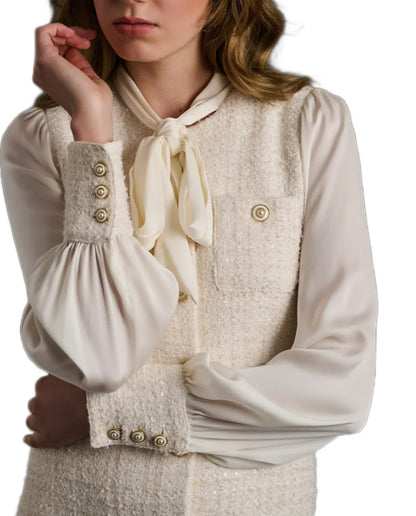 Tweed and Silk Pussy Bow Dress
