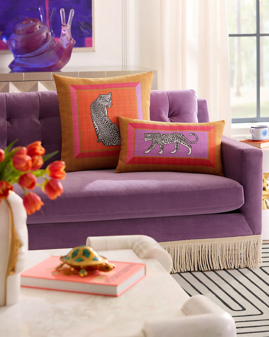 Greek Key Fuchsia Woven Throw Pillow