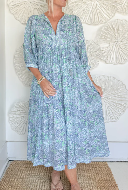 The Carrie Block Print Maxi Dress
