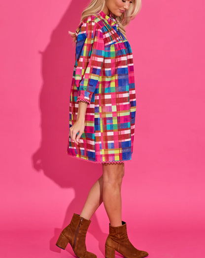 Multi Color Printed Mesh Dress