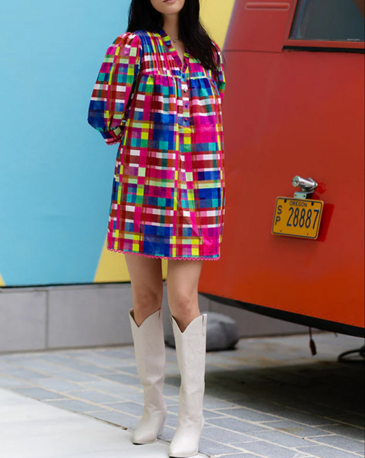 Multi Color Printed Mesh Dress