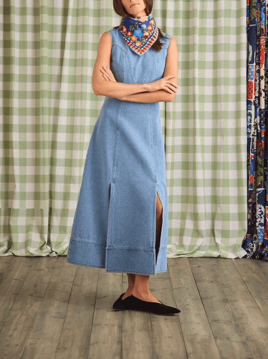 Sleeveless Denim Midi Dress
