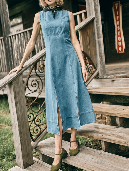 Sleeveless Denim Midi Dress