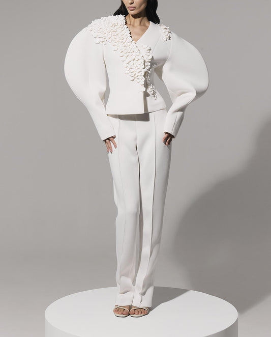 Petal Embellished Jacket & Skirts