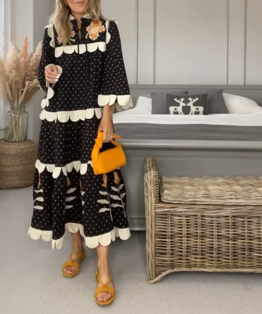 Lace Printed Midi Dress