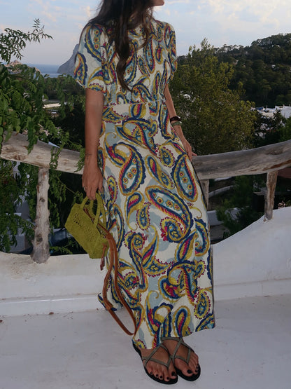 Printed Open Back Maxi Dress