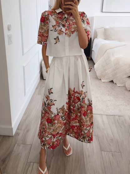 Floral Print Two Pieces Dress