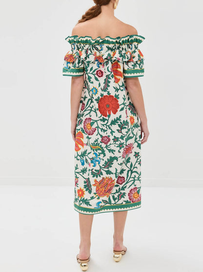 Off Shoulder Floral Print Dress