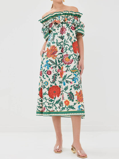 Off Shoulder Floral Print Dress
