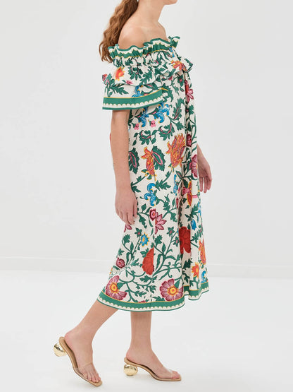 Off Shoulder Floral Print Dress