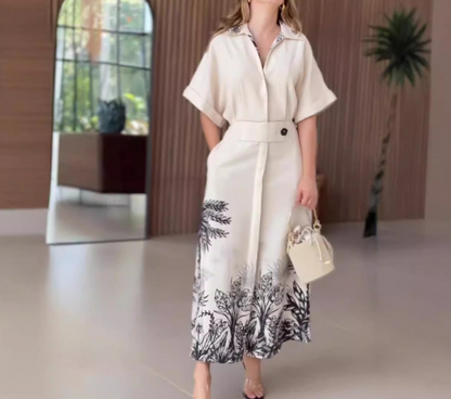 Printed Midi Shirt Dress