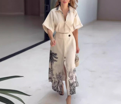 Printed Midi Shirt Dress