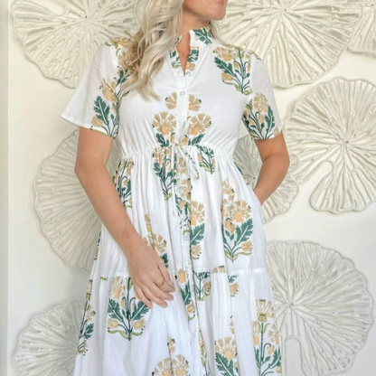Printed Cardigan High Waist Dress