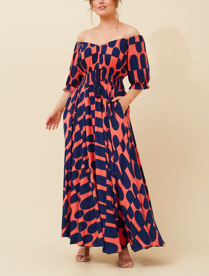 Daisy abstract print maxi dress