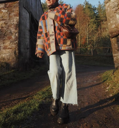 Multi-colored suede jacket