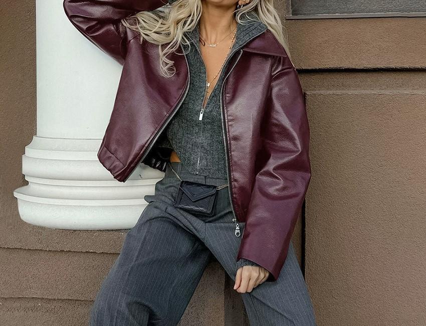 Fashion Matte Leather Jacket Coat