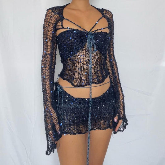 The Vibe Sequined Knitted Set