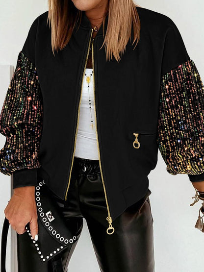 Fashion Sequined Beaded Long-sleeve Jacket